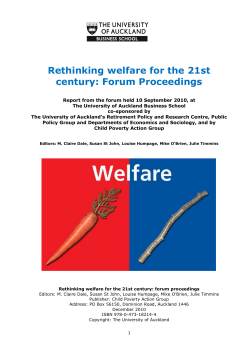 Rethinking welfare for the 21st century: Forum Proceedings