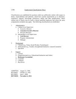 2.008. Employment Classifications Policy Classifications are