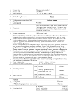 Discrete mathematics 1 CSEW103 FCSE Undergraduate First