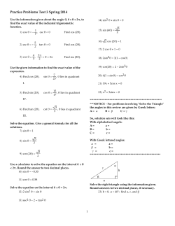 Practice Problems Test 3 Spring 2014