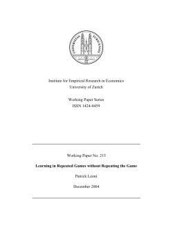 Institute for Empirical Research in Economics University of Zurich