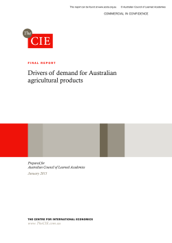 Drivers of demand for Australian agricultural products