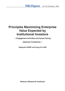 Principles Maximizing Enterprise Value Expected by Institutional