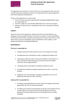 This agreement summarises our Terms of Hire but is not separate to