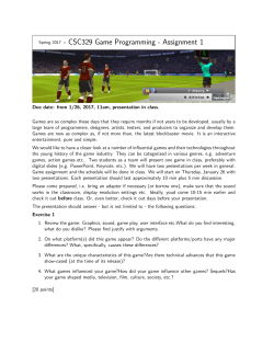 Spring 2017 - CSC329 Game Programming