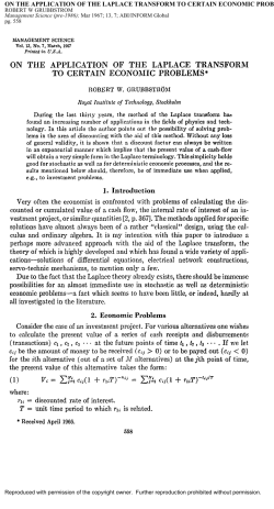 on the application of the laplace transform to certain economic