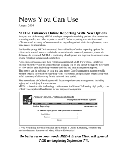 MED-1 Enhances Online Reporting With New Options