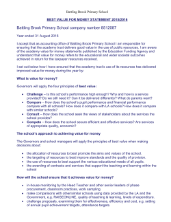 best value statement - Battling Brook Primary School