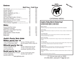 CATERING MENU Jack`s Party Sets $200 Slider party for 12 Hibachi