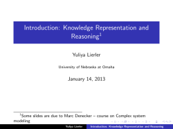 Introduction: Knowledge Representation and Reasoning