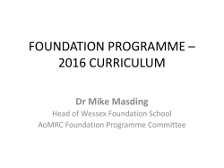 FOUNDATION PROGRAMME &ndash; 2016 CURRICULUM