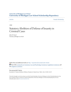 Statutory Abolition of Defense of Insanity in Criminal Cases