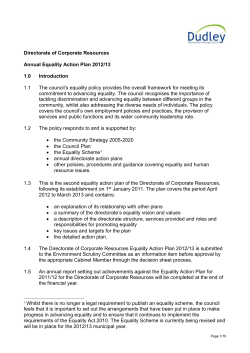 Annual Equality Action Plan 2012/13