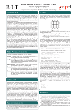 recognition strategy library (rsl) - RIT CS