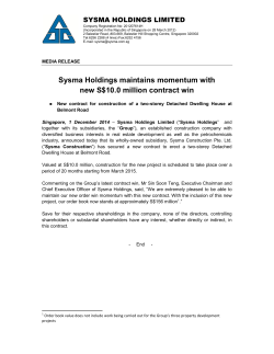 media release - EZRA HOLDINGS LIMITED