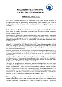 Newsletter June 2015 - Chillington Health Centre