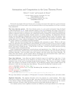 Automation and Computation in the Lean Theorem