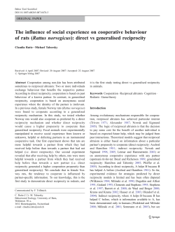 The influence of social experience on cooperative behaviour of rats