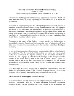 The Early Years of the Philippine Economic Society by Gerardo Sicat