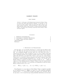MARKOV CHAINS Contents 1. Definitions and Preliminaries 1 2