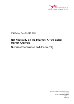A Two-sided Market Analysis Nicholas Economides and Joacim T&aring;g