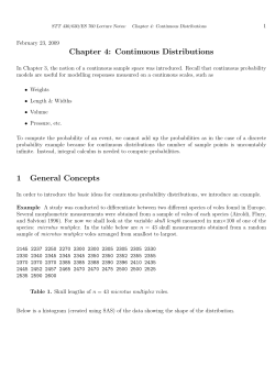 Continuous Distributions - Wright State University