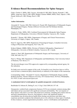 Evidence-Based Recommendations for Spine Surgery
