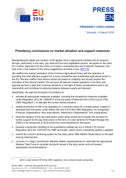 conclusions on market situation and support measures