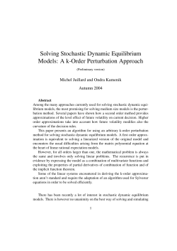 Solving Stochastic Dynamic Equilibrium Models: A k-Order
