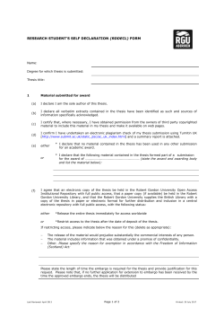 research degrees self-declaration (rddecl) form