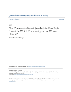 The Community Benefit Standard for Non-Profit Hospitals