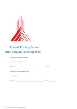 Forrest Primary School 2015 Annual Operating Plan