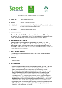 Talent ID Officer: Job Description/Person Specification