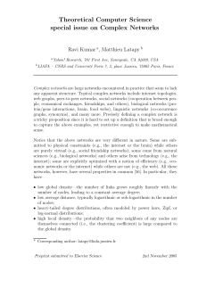 Theoretical Computer Science special issue on Complex Networks