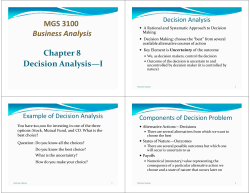 MGS 3100 i l i Business Analysis Chapter 8 Decision Analysis&mdash;I
