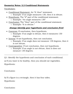 Geometry Notes: 2.2 Conditional Statements Vocabulary