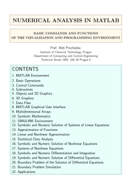 NUMERICAL ANALYSIS IN MATLAB CONTENTS