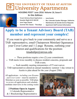 Apply to be a Tenant Advisory Board (TAB) member and represent