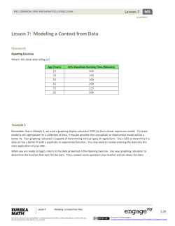 Algebra I Module 5, Topic B, Lesson 7: Student Version