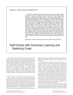 tariff Choice with Consumer learning and Switching Costs