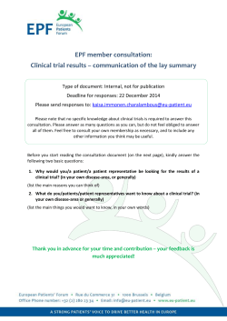 EPF consultation document * lay summary of clinical trial results