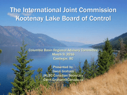 The International Joint Commission Kootenay Lake Board of Control