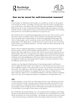 Can we be moral for self-interested reasons?