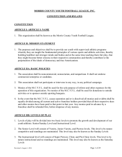 MORRIS COUNTY YOUTH FOOTBALL LEAGUE, INC