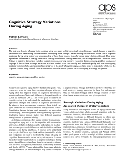 Cognitive Strategy Variations During Aging
