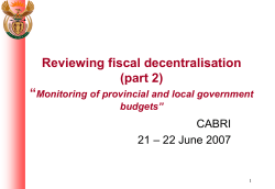 monitoring of provincial and local government budgets