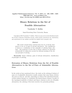 Binary Relations in the Set of Feasible Alternatives