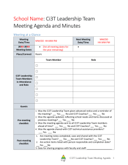 IM18 Ci3T Leadership Team Meeting Agenda