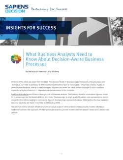 INSIGHTS FOR SUCCESS What Business Analysts Need to Know