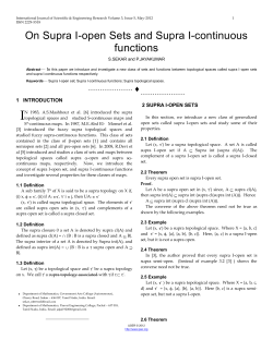 On Supra I-open Sets and Supra I-continuous functions